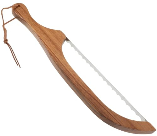 DECOMELODY Coupe-Pain Manuel En Acier Inoxydable Trancheuse À Pain Au Levain Pour Fait Maison Lame Dentelée Poignée En Bois Outil De Coupe Pour Gâteaux Et Pâtisseries 17.32 in