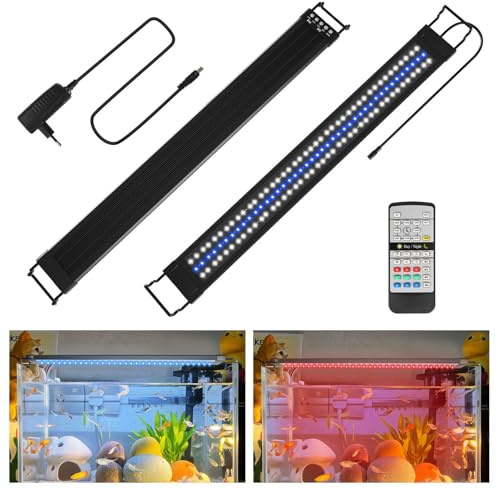 Monucep Aquarium LED Beleuchtung, 24/7 Vollspektrum Aquarium Licht, 10 Helligkeitsstufen Dimmbar, 30W Aquariums Pflanzenlicht mit ausziehbarer Halterung, für 90-120cm Fischtank