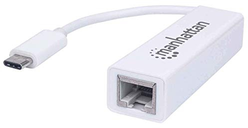 Manhattan USB-C to Gigabit (10/100/1000 Mbps) Network Adapter, White, supports up to 2 Gbps full-duplex transfer speed, RJ45, Three Year Warranty, Blister
