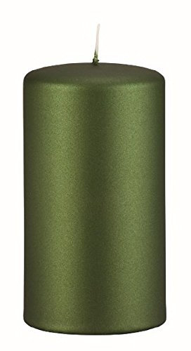 Stumpenkerzen Metallic Grün Matt 13 x Ø 7 cm, 6 Stück