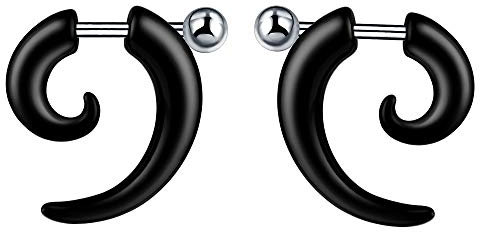 Feilok Unisex Herren Damen Acryl Piercing Spirale Expander Ohrstecker Schnecke Tupfen Plugs Tunnel Ohr Keil Expander Schwarz