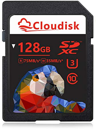 Cloudisk Carte mémoire SD SDXC UHS-I 128 Go – C10, U3, V30, 4K UHD, carte SD