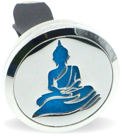 Zen'Arôme - Aroma Diffuser Clip Buddha - Edelstahl Lufterfrischer für Auto-Lüftungsgitter - Einfache Anwendung - Aromatherapie - inkl. 5 wiederverwendbarer Filzpads für Ätherische Öle oder Parfum