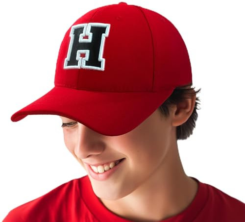 Baseballkappe 3D-Stickerei Lässige Baumwolle Alphabet A-Z Red Caps Schwarz Brief Snap Back Hut Hüte Unisex Jungen Mädchen Cap Baseball ROT Hut Kinder - H