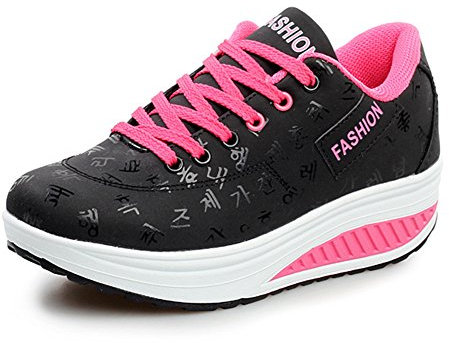 WYSBAOSHU Damen Plattform Beiläufig Schuhe Laufender Sneaker(39 EU,2-Negro)