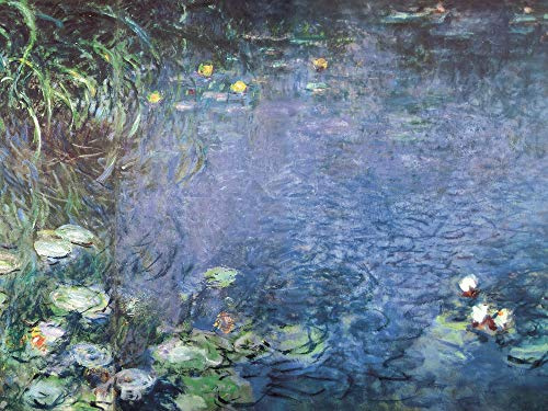 1art1 Claude Monet Poster Seerosen, Morgen Bilder Leinwand-Bild Auf Keilrahmen | XXL-Wandbild Poster Kunstdruck Als Leinwandbild 80x60 cm