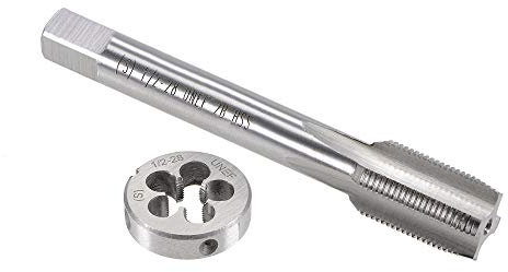 sourcing map Jeu de tarauds et filières UNEF 1/2-28 HSS avec filetage rond, droitier