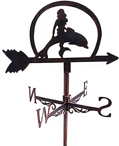 Alnicov Wetterfahne aus Metall, Vintage-Wetterfahne mit Richtungsanzeige für den Außenbereich, Garten, Dachkoppel, Dekoration, Wetterfahne