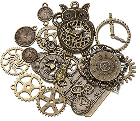 MiaLover 40 Stück Antik Steampunk Zahnräder Metall Anhänger Zahnraeder Steampunk Armbanduhr Zahnrad Charms Retro Schmuck für Handgemachte Accessoires DIY Dekorationen Schmuck Basteln(Antikes Cyan)