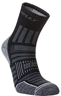 Hilly Unisex Twin Skin - Anklet Min Cushioning, Running Sock, Black/Grey Marl, M UK