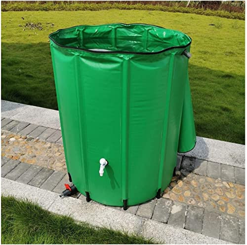 QIANMEI Regentonne Faltbar Zusammenklappbare Wasserfässer, PVC-Gartenhydroponics speichert Regenwasser mit Reißverschlussdeckel und tippen auf unter dem Dach (Color : Green, Size : 500L/80x98cm)