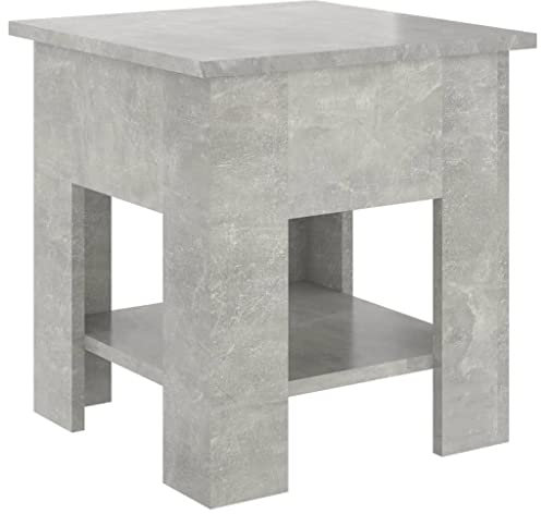 vidaXL Couchtisch mit Ablage Beistelltisch Wohnzimmertisch Kaffeetisch Sofatisch Teetisch Tisch Wohnzimmer Betongrau 40x40x42cm Holzwerkstoff
