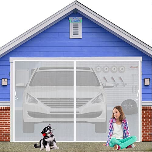 LZHBD Magnetic Screen Door, 180x200 cm, Mesh Curtain Door Screen with Full Frame Hook&Loop, Hands Free, Bug, Fly, and Mosquito Net for Doors, Pet and Kid Friendly, White [New Version]