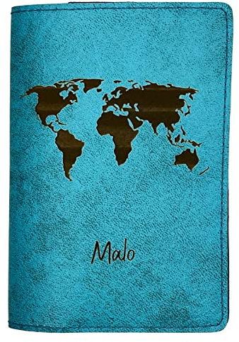 Porta Passaporto personalizzato, Custodia Passaporto personalizzabile, copertina del passaporto in Pelle Vegan, protezione del passaporto Made in France. (blu cielo)