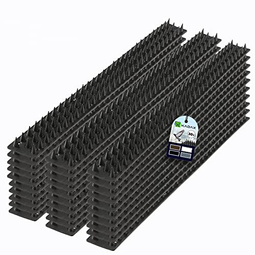 KADAX Pigeon Deterrent 50 x 4.5 cm, Plastic Fence Spikes for Garden, Squirrel and Cat Repellent, Effective Spikes to Deter Birds (Black, Set of 30)