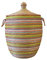 Wäschekorb Afrika - S/M/L/XL/XXL - Das Original aus dem Senegal - Afrikanischer Flechtkorb mit Deckel - Fair Trade Korb für Bade- / Wohn- & Kinderzimmer (M, Stripes Bunt)