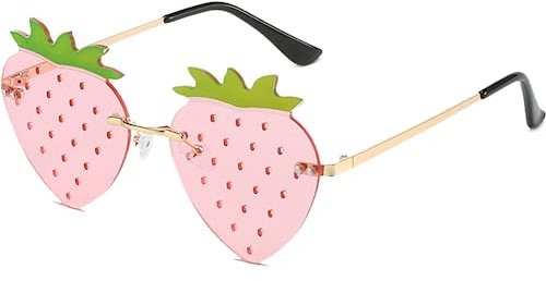 Casiler Erdbeer -Sonnenbrille Party Sonnenbrille Süße Brille Lustige Randlose Sonnenbrille Halloween Weihnachten Brillen Accessoire