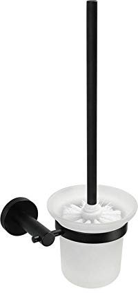 HIFASI Escobilla for Inodoro Portaescobillas for baño Portaescobillas Negro Colgador Accesorios de baño montados en la Pared Hardware Cepillo for Limpieza de inodoros