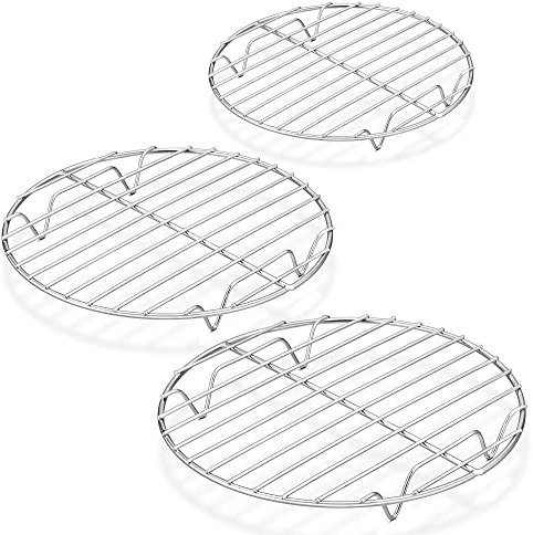 Herogo Cooling Rack, Stainless Steel Round Wire Racks Set of 3 (19cm/23cm/27cm), Thick Oven Shelf for Baking Cooking Roasting Steaming and Grilling, Oven Safe & Dishwasher Safe