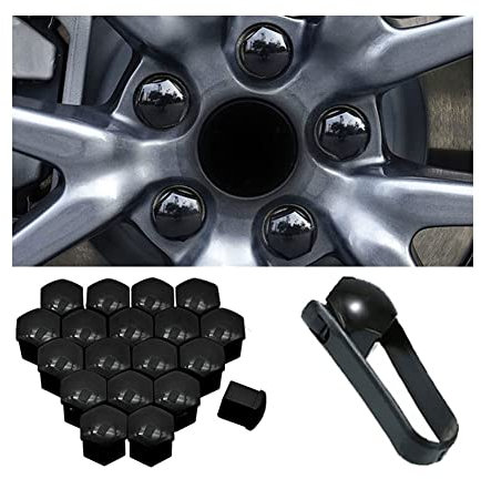 LIPPSY 20 Stücke Auto Radmutterkappen für Peugeot 3008 208 308 508, Sechskant Radbolzen Anti-Rost Radschrauben Kappen Schutz Abdeckungen Zubehör,19mm-A/Black