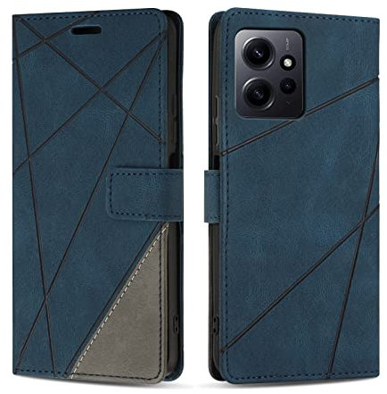 SONWO Coque pour Xiaomi Redmi Note 12 5G, Protection Housse Etui en Cuir PU Portefeuille Livre pour Xiaomi Redmi Note 12 5G, Emplacements Cartes, Fonction Support, Bleu