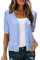 Arach&Cloz Cardigans for Women UK Short Sleeve Bolero Summer Cropped Cardigan Shrugs Buttons Dress Coverup Knit Top (Blue, M)