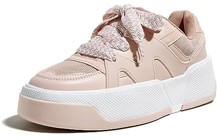 LUCKY STEP Baskets Mode à Plateforme pour Femme Confortables Semelle Épaisse pour la Marche et Le Tennis (Rose, 9US-40EU-7UK)