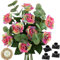 FiveSeasonStuff Rainbow Real Touch Silk Artificial Flowers ‘Petals Feel and Look like Fresh Roses’ 9 Stems with Eucalyptus, Candle Holders and Jute Ribbon
