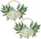 2er-Set Türkranz Künstlich Hortensien Rose Blumen Holzring Modern Deko Blumenkranz, Wandkranz Frühlingskranz für Hochzeit Wohnzimmer Wanddeko Frühling Fensterdeko, Weiß
