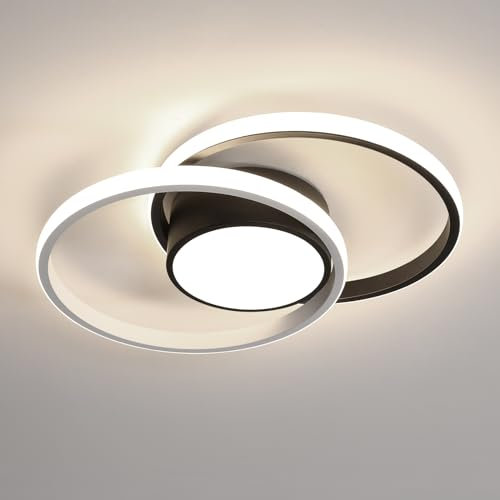 Comely Plafon Led Techo, 42W Moderna Lámpara de Techo LED, Redondo Luz de Techo del Para Corredor Baño Cocina Sala de Estar Dormitorio Pasillo, Luz Natural 4500K, Largo 40cm, Negro