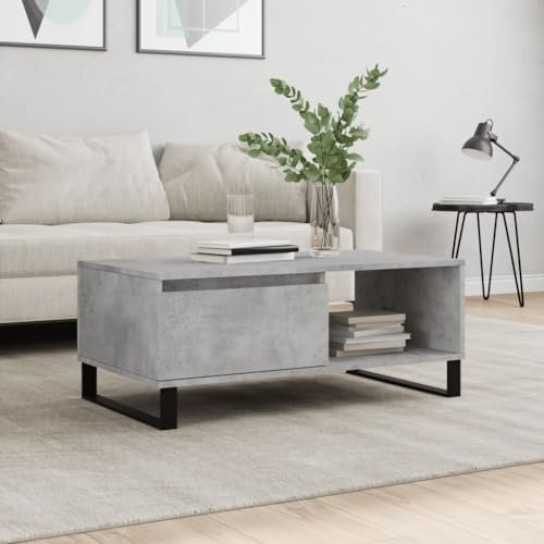 Gecheer Tavolino Salotto Grigio Cemento 90x50x36,5 cm Legno Multistrato PL126