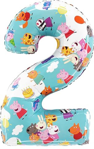 Toyland® Peppa Pig & Friends Folienballon mit Zahlen, 66 cm, Kinder-Party-Luftballons – Nummer 1–6 erhältlich