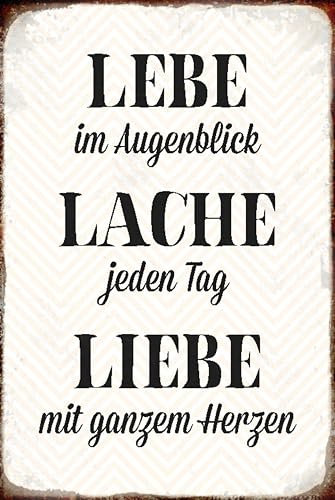 Ontrada Holzschild 12x18cm Lebe Lache jeden Tag Liebe Holz Schild
