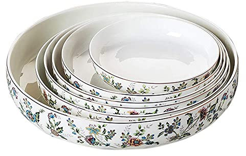 Juego de vajilla de Porcelana con Flores de 62 Piezas, colección de vajilla de Porcelana de Hueso, Platos/Plato, Apto para lavavajillas y microondas, Multicolor, 62 Piezas para 10