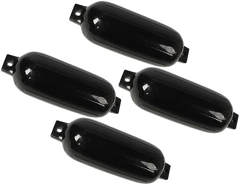 Paraurti per Barche Neri, 4 Pezzi Paraurti per Barche Gonfiabili Occhi Gemelli a Costine in PVC con 4 Corde Paraurti di Protezione Scudo per Banchine Paraurti per Yacht Pontoni