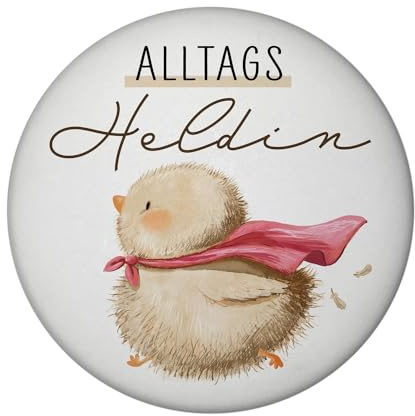 Küken Magnet mit Flaschenöffner rund mit Spruch Alltagsheldin Ideal für Freundin Kollegin Mutter Süße Ente Huhn Stärker im Alltag Perfekt für Deko