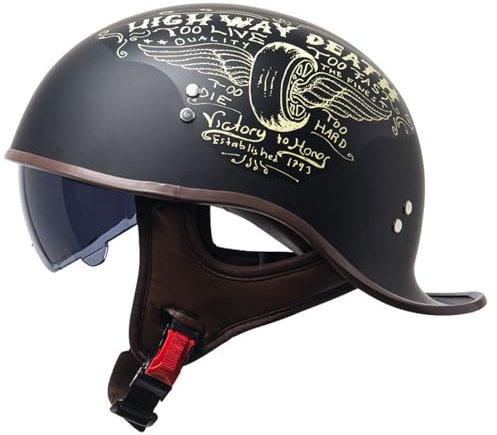 YIYHFKM Casque Moto Scooter Demi Jet Visiere Ouvert Approuvé ECE Casque de Skateboard léger Vintage Casques Moto Bols Demi-Casque Universel pour Moto, Scooter, vélo électrique