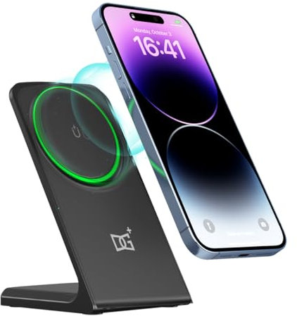 DGPLUS for Apple iPhone 16 MagSafe Charger Stand, Magnetic 15W Qi Wireless Charging Dock Compatible with iPhone 15 14 13 12 Pro Max Plus Mini (One)