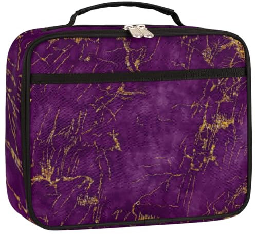 GeMeFv Lonchera de mármol morado con aislamiento, Lonchera térmica pequeña para llevar comida, viajes, picnic y trabajo