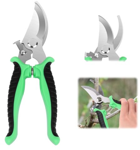 TNOMSNO Forbici Potatura, Antiscivolo con Impugnatura di Bloccaggio Forbici Giardinaggio, Professionali Cesoie per Potatura di Arbusti, Recinzioni