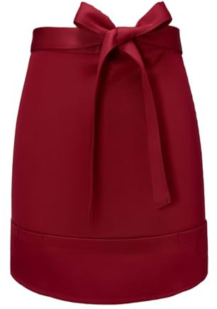 Futuhada Taillenschürze mit Taschen für Männer Frauen, Vorbinder Kellner Schürze, Kurze Halbe Schürze, Kellnerschürze Küchenschürze Kochschürze für Küche Chef Café Restaurant Bar Bistro (Rot)