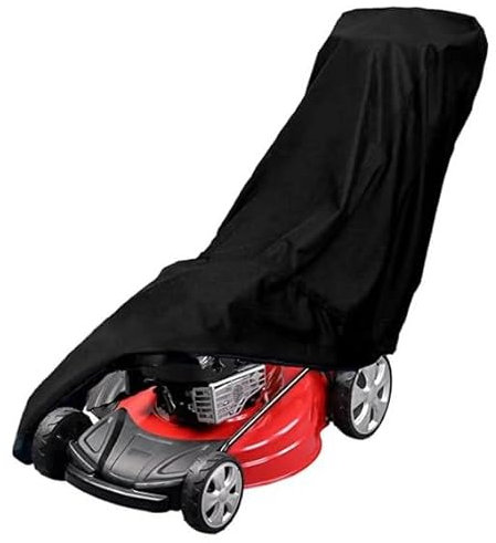 Lawn Mower Cover with Drawstring, 195 x 112 x 66 cm, 420D Oxford Lawn Mower Protective Cover, Waterproof, Windproof, UV-Resistant, Dustproof, Weather Protection Cover for Lawn Tractor, Black