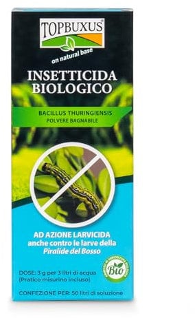 TOPBUXUS Larvicida Biologico - BTK - Trattamento Contro Piralide del Bosso - 50g per 500m2