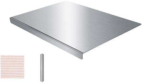 MOOTACO Profi edelstahl schneidebrett, 40x30 cm Schneidebrett zum Kneten Küchenarbeitsplatte, Edelstahl Brett küche Arbeitsplatte für Fleisch, Obst, Gemüse, Brot und Backen