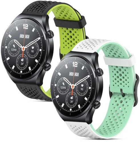CHULN 2 Pieza Correa para Xiaomi Mi Watch/Xiaomi Watch S1 Active/S1 Pro/S1/S2/S3/S4/2/2 Pro/Redmi Watch 5 Active/5 Lite, 22mm Ajustable Deportiva Pulseras de Silicona para Smartwatch.