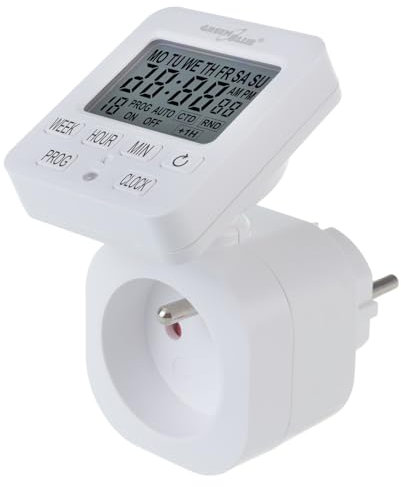 Green Blue Digitale Schaltuhr Timer Maximale Belastung 16A IP20 18 Individuell einstellbare Programme | Maximale Belastung 16A/3680W | LCD-Display, Random-Funktion, IP20 (GB605 E) (Stecker FR)