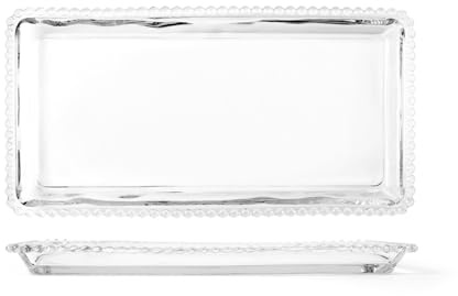H&H Lot de 6 assiettes en verre rectangulaires collier 36 x 18 cm