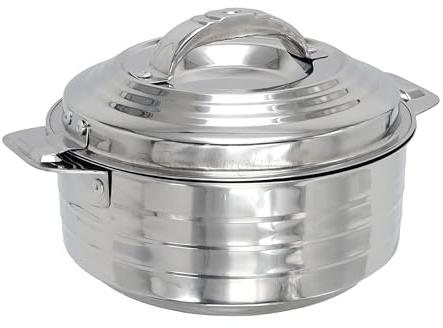 Buckingham Stainless Steel Double Wall Insulated Hot Pot Ribbed Design Food Warmer for Meals and Dishes (3500 ml)