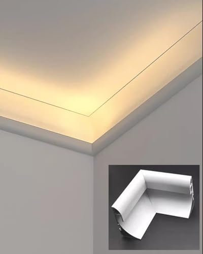 Aluminiumkanal für LED-Sockelleisten, LED-Profilschlitz für Decken- und Wanddekoration, linearer Lichtkanal für indirekte Beleuchtung, LED-Beleuchtungsleiste für Fußleisten (innerer Anschluss)
