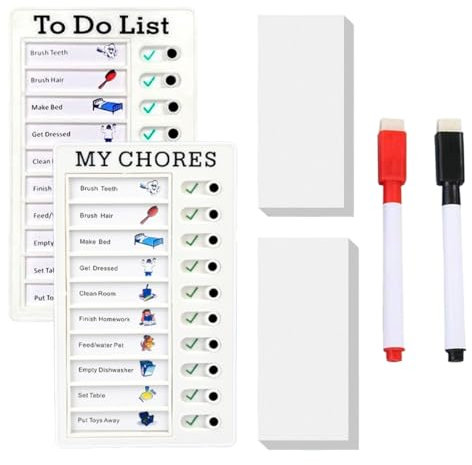 ZEPIQOR 2 Stück Checklist Boards, Dry Erase To Do List Checklist Board Memo Checkliste Boards Tafel Memo Checkliste Chore Chart für Kinder mit 20 Blanko Papier, 2 Whiteboard-Marker